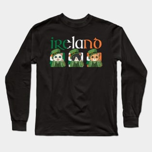 Cute Cats Flag Of Ireland Long Sleeve T-Shirt